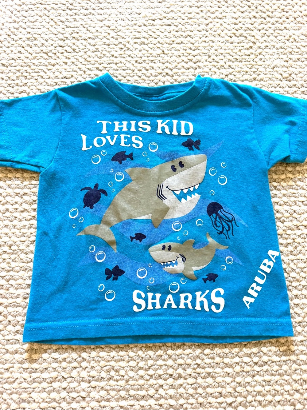 Yacht Club 18M Blue This Kid Loves Sharks Graphic Cotton Crew Neck T-Shirt